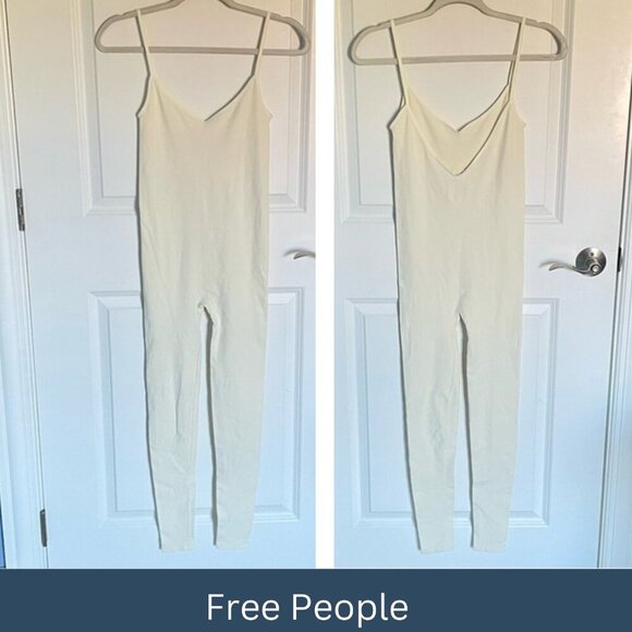 New! Intimately Free People Cream Stretch seamless Jumpsuit nwot 29948 - Picture 2 of 12